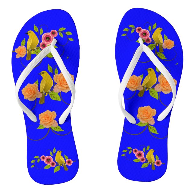 Dark Bright Blue  Pool Beach Flip Flops (Footbed)