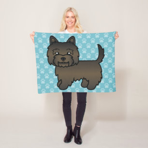 Dark Brindle Cairn Terrier Cartoon Dog Fleece Blanket