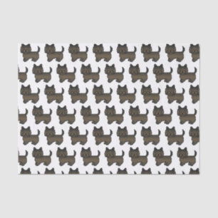 Dark Brindle Cairn Terrier Cartoon Dog Pattern Tissue Paper