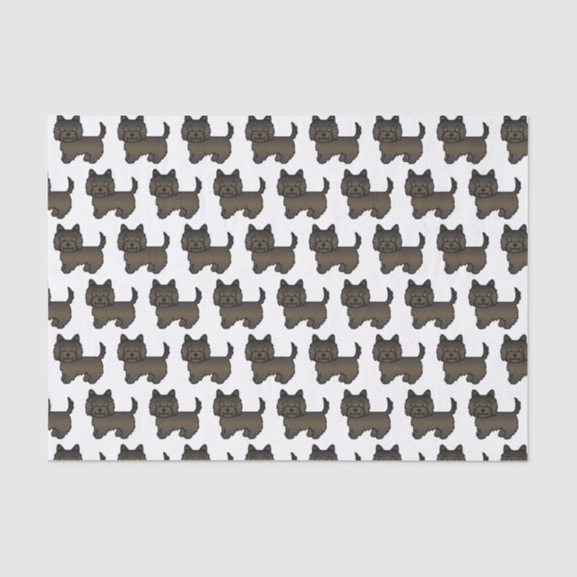 Dark Brindle Cairn Terrier Cartoon Dog Pattern Tissue Paper (Front)