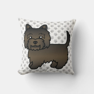 Dark Brindle Cairn Terrier Cute Cartoon Dog Cushion