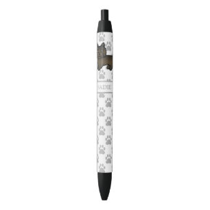 Dark Brindle Cairn Terrier Cute Cartoon Dog & Name Black Ink Pen