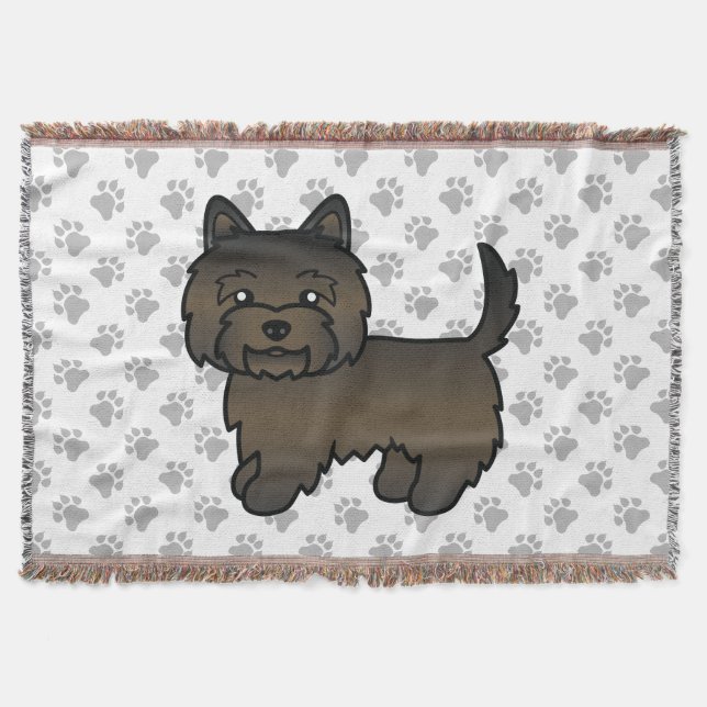 Dark Brindle Cairn Terrier Cute Cartoon Dog Throw Blanket (Front)