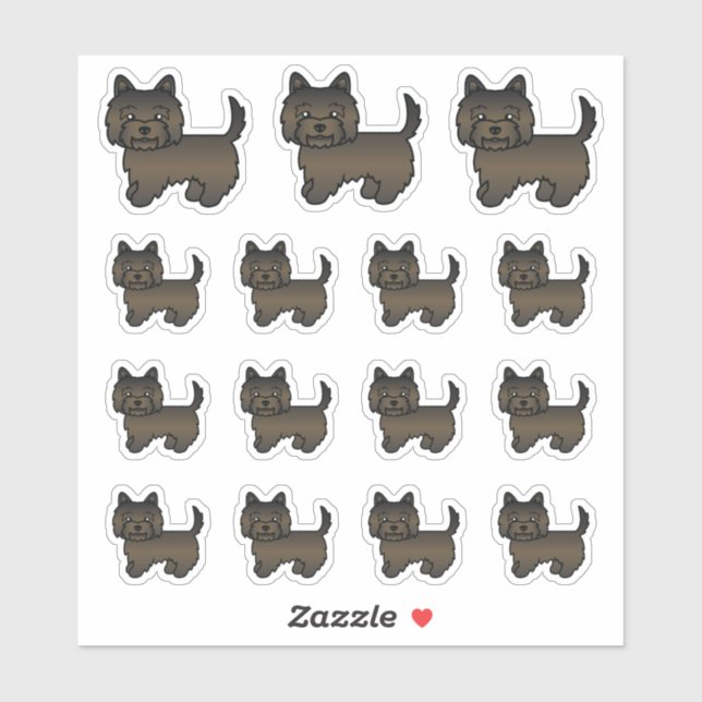 Dark Brindle Cairn Terrier Cute Cartoon Dogs (Sheet)