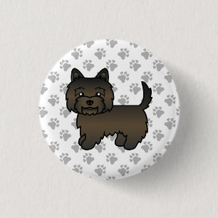 Dark Brindle Cairn Terrier Dog Illustration Paws 3 Cm Round Badge