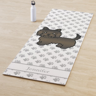 Dark Brindle Cairn Terrier Dog With Custom Name Yoga Mat