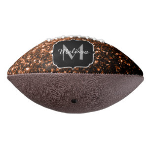 Dark bronze faux glitter sparkle Monogram name American Football