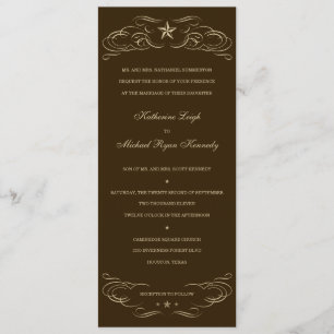 Dark Brown and Beige Lone Star Wedding Invitations