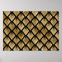 Dark Brown and Gold Art Deco Patterned