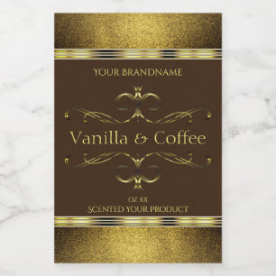 Dark Brown and Gold Glitter Borders Product Labels