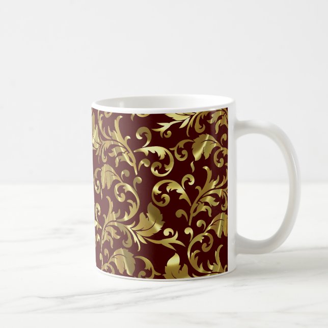 Dark Brown And Gold Vintage Damasks Coffee Mug (Right)