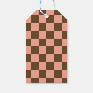 Dark Brown and Light Pink Chequerboard Gift Tags