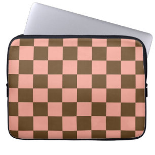 Dark Brown and Light Pink Chequerboard Laptop Sleeve