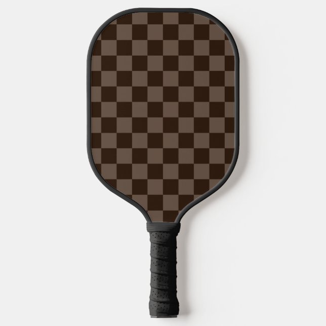 Dark Brown and Quincy Checkerboard Pickleball Paddle (Front)