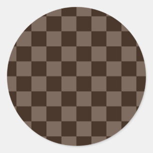 Dark Brown and Quincy Chequerboard Classic Round Sticker