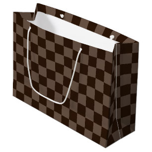 Dark Brown and Quincy Chequerboard Large Gift Bag