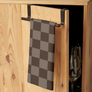 Dark Brown and Quincy Chequerboard Tea Towel