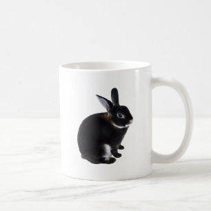 Dark Brown and White Mini Rex Rabbit Coffee Mug