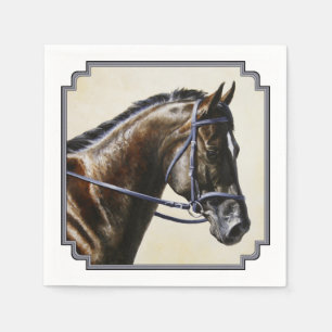 Dark Brown Bay Trakehner Dressage Horse Napkin