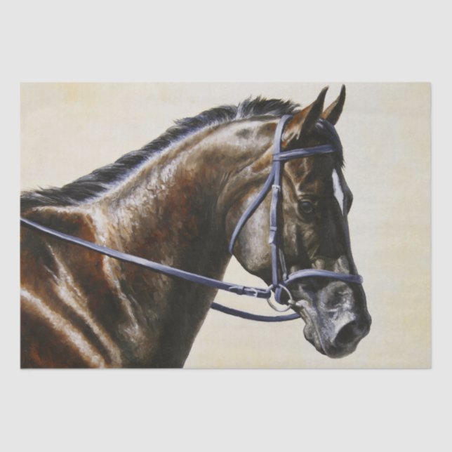 Dark Brown Bay Trakehner Dressage Horse Tissue Paper (Front)
