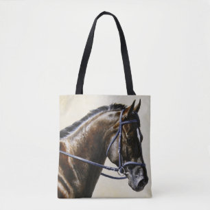 Dark Brown Bay Trakehner Dressage Horse Tote Bag