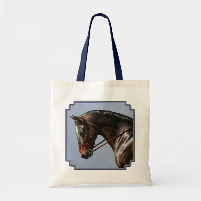 Dark Brown Bay Warmblood Dressage Horse Tote Bag (Front)