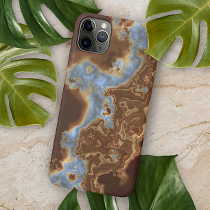 Dark Brown Beige Grey Blue Geode Marble Art iPhone 11 Pro Max Case