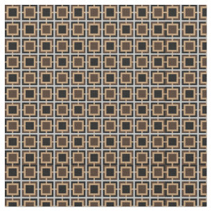 Dark Brown, Black and White Lattice Pattern Fabric