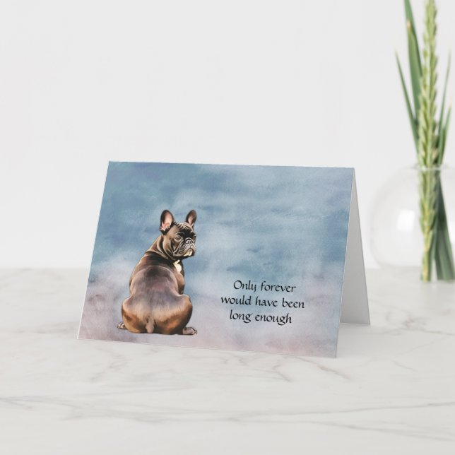 Dark Brown Black French Bulldog Sympathy Card (Front)