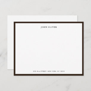 Dark brown border Formal flat Note Card