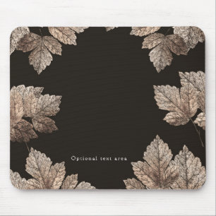 Dark Brown & Bronze Leaves Rustic Fall Glam Mouse Mat