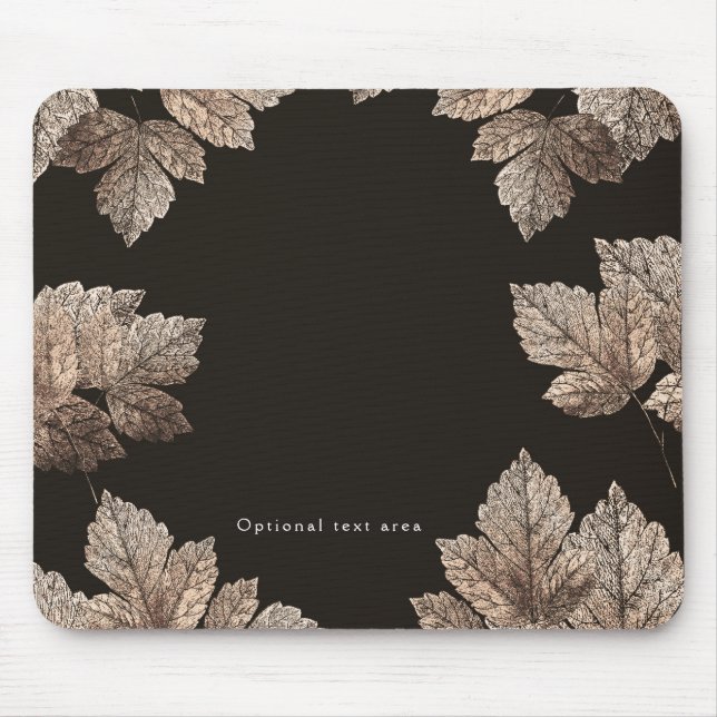 Dark Brown & Bronze Leaves Rustic Fall Glam Mouse Mat (Front)