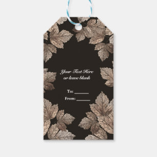 Dark Brown & Bronze Leaves Rustic Fall Party Favou Gift Tags