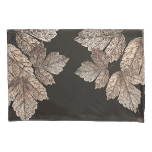 Dark Brown & Bronze Leaves Rustic Glam Fall Pillowcase