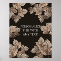 Dark Brown & Bronze Leaves Rustic Party Banner