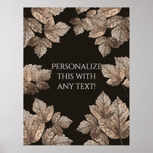 Dark Brown & Bronze Leaves Rustic Party Banner Poster
