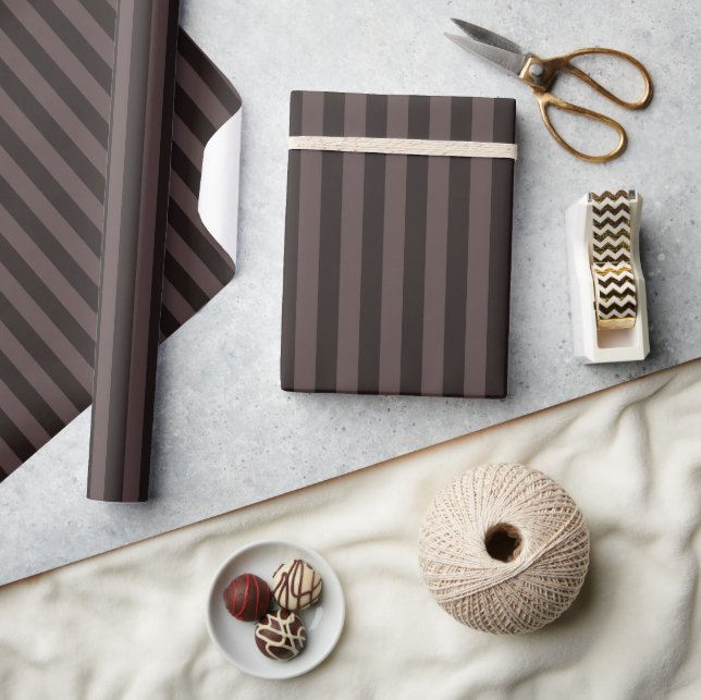 Dark Brown & Brown Stone Stripes Wrapping Paper (Crafts)