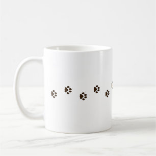Dark Brown Cat Paw Prints Feline Tracks Coffee Mug