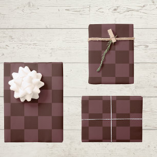 Dark Brown Checkerboard Wrapping Paper Sheet
