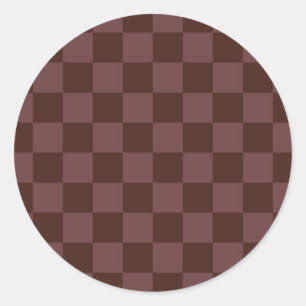 Dark Brown Chequerboard Classic Round Sticker