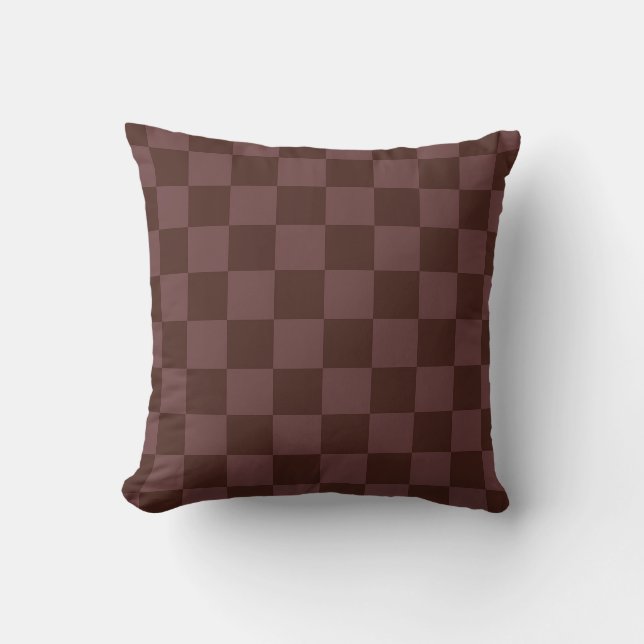 Dark Brown Chequerboard Cushion (Front)
