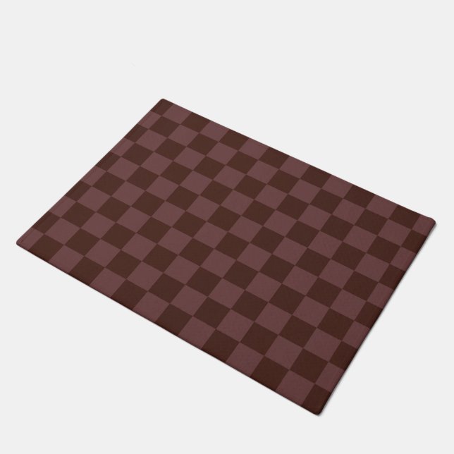 Dark Brown Chequerboard Doormat (Angled)