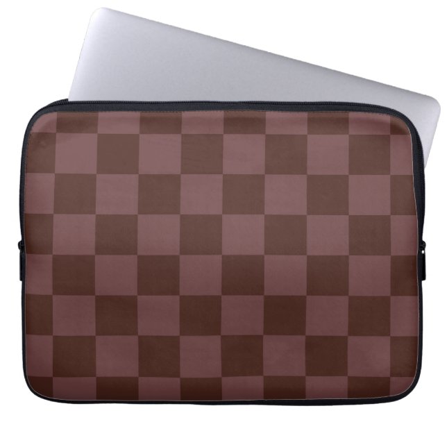 Dark Brown Chequerboard Laptop Sleeve (Front)