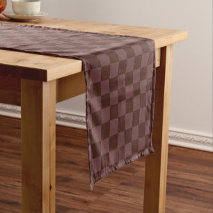 Dark Brown Chequerboard Short Table Runner