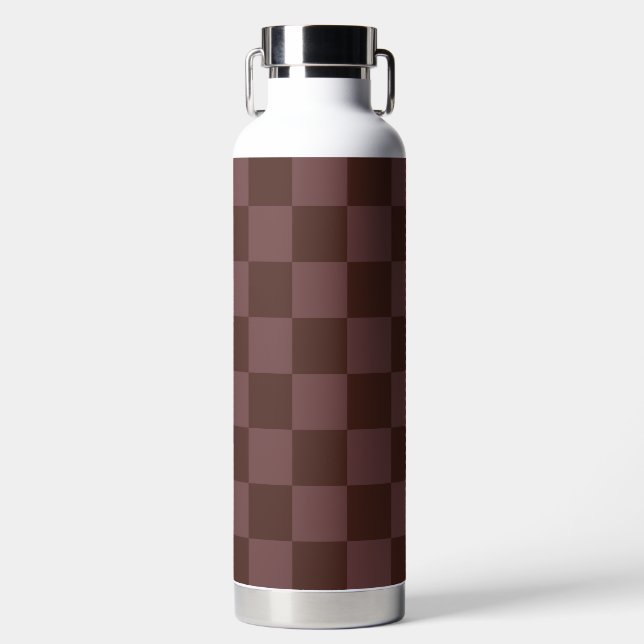 Dark Brown Chequerboard Water Bottle (Front)