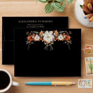 Dark brown, coffee caramel and beige autumn floral envelope