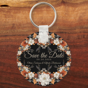 Dark brown, coffee caramel and beige autumn Key Ring
