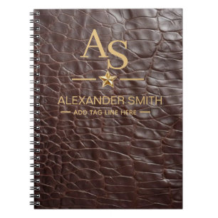 Dark Brown Crocodile Leather Luxury Exotic Notebook