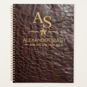 Dark Brown Crocodile Leather Luxury Exotic Planner