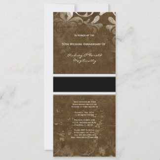 Dark Brown Damask Anniversary Party Invitation
